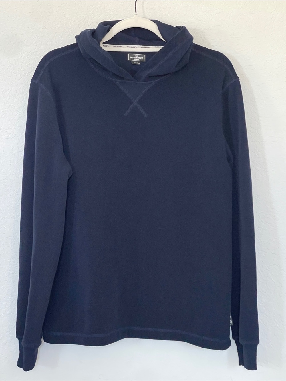 Eddie Bauer Lounge Men’s M Navy Blue Pullover Hoodie Stretch Casual
